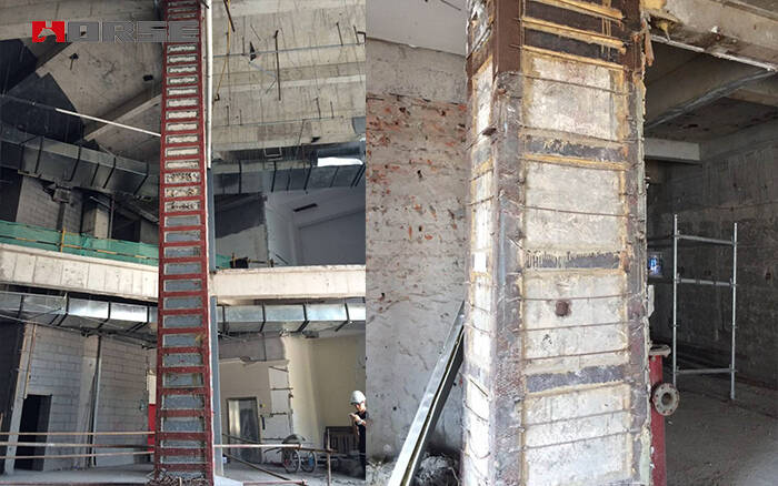 Construction of column bonded angle steel Construction of column bonded angle steel