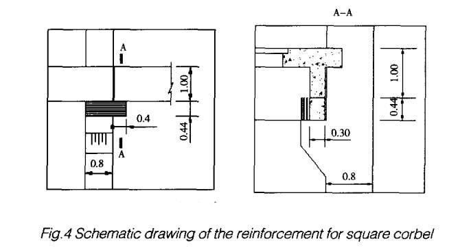 Schematic drawing of there in forcement for square corbel Schematic drawing of there in forcement for square corbel
