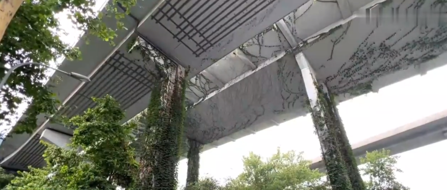 Steel Plate Reinforcement At The Bottom Of The Overpass Bridge Steel Plate Reinforcement At The Bottom Of The Overpass Bridge