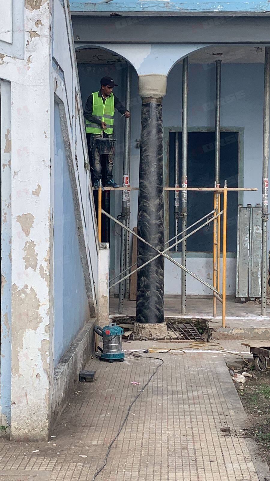 Carbon Fiber Sheet Reinforcement of a Resort Columns Carbon Fiber Sheet Reinforcement of a Resort Columns